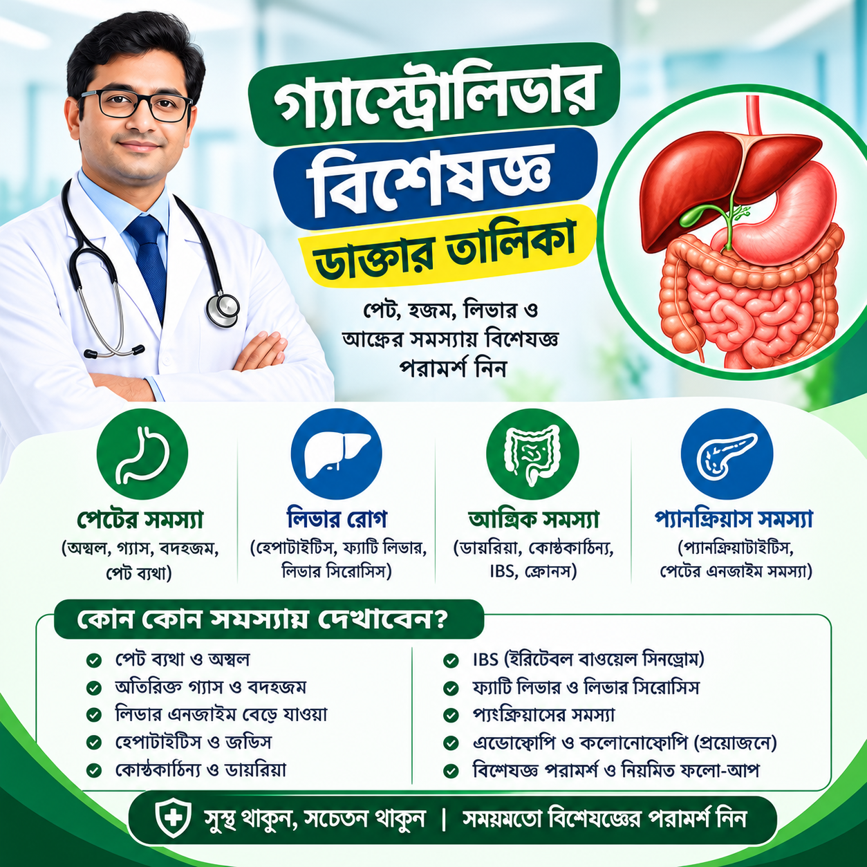 গ্যাস্ট্রোলিভার বিশেষজ্ঞ ডাক্তার তালিকা