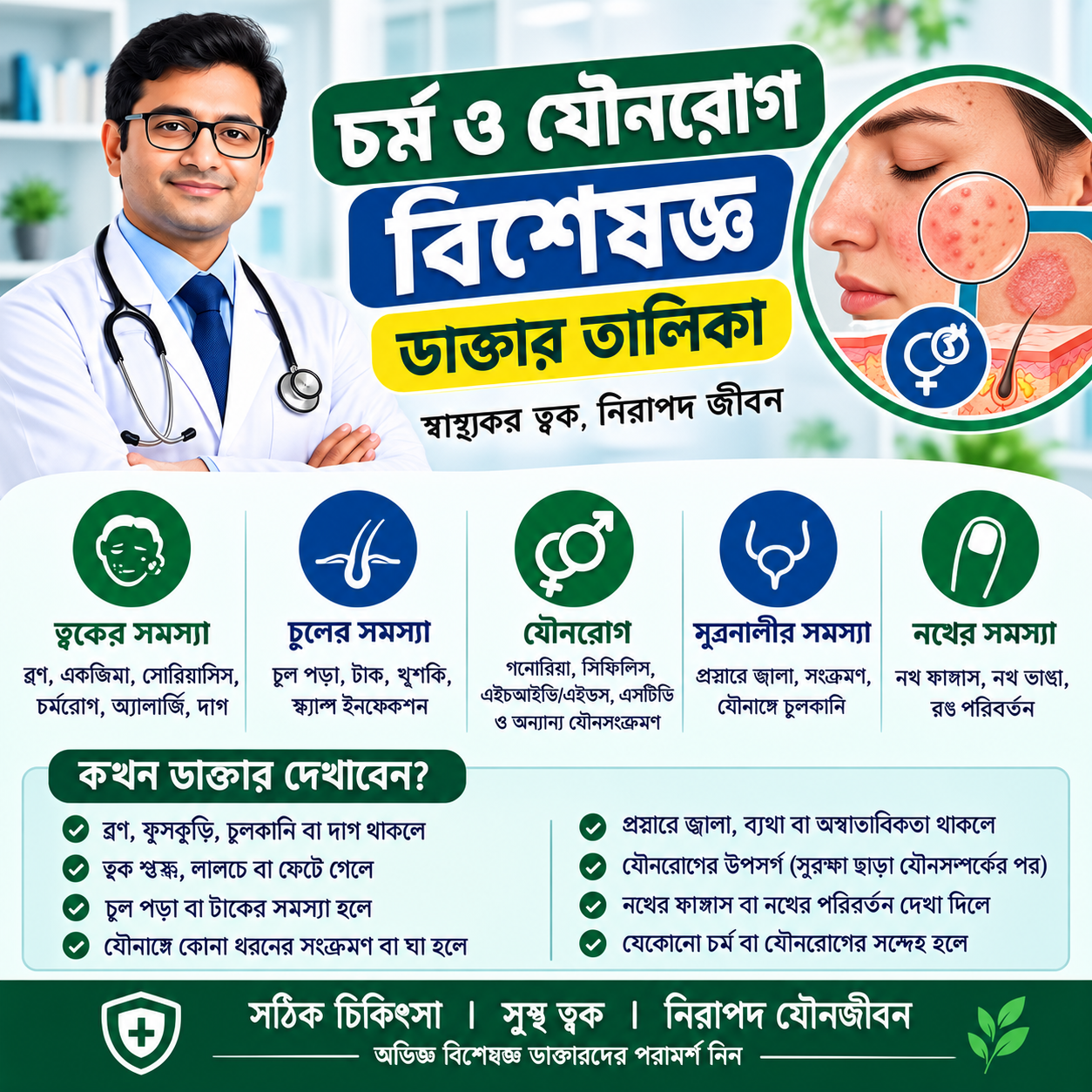 চর্ম ও যৌন রোগ বিশেষজ্ঞ ডাক্তার তালিকা